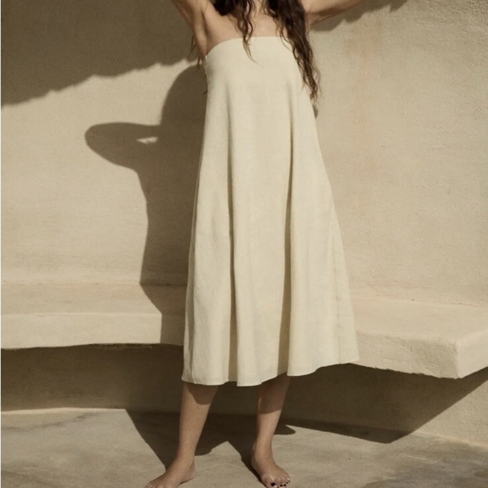 Zara Linen Blend Midi Dress